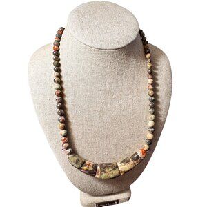 Jay King DTR Necklace Sterling Silver Jasper Rhyolite Graduated Slab Bead READ